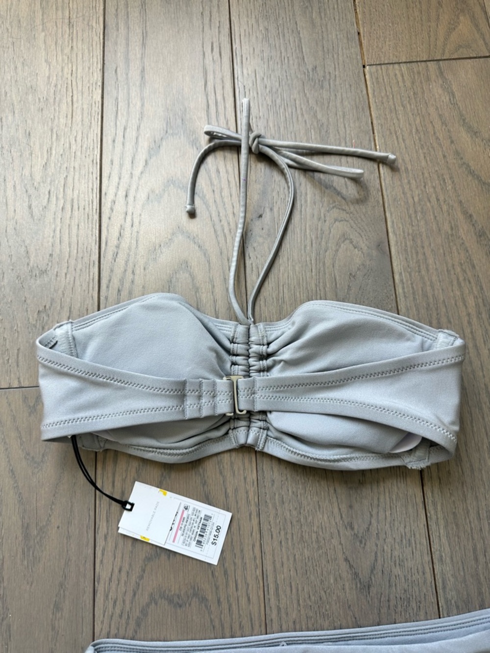 Shade & Shore Metallic Silver Ruched Bandeau Bikini Set - Picture 5 of 8